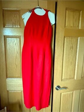 Sleek Red Halter Maxi Dress